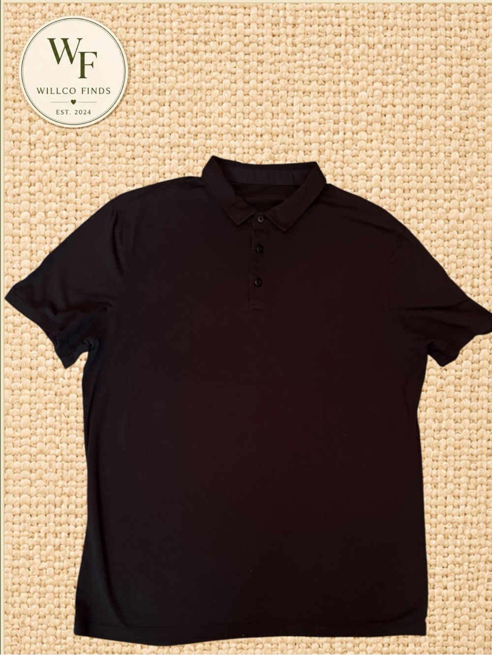 Lululemon Men’s Black Short Sleeve Polo Shirt Tagless 23” Pit to Pit